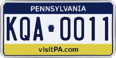 PA license plate KQA0011