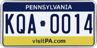 PA license plate KQA0014