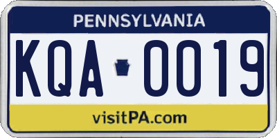 PA license plate KQA0019