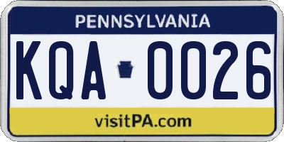 PA license plate KQA0026