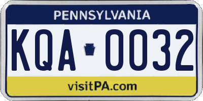 PA license plate KQA0032