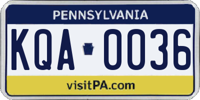 PA license plate KQA0036