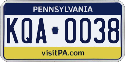 PA license plate KQA0038