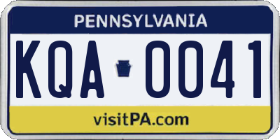 PA license plate KQA0041