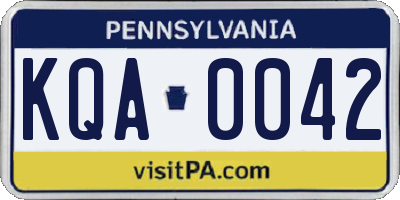 PA license plate KQA0042