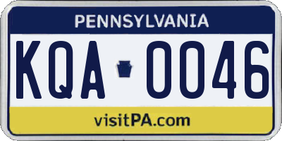 PA license plate KQA0046