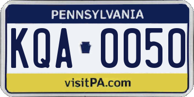 PA license plate KQA0050