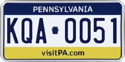 PA license plate KQA0051