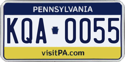 PA license plate KQA0055