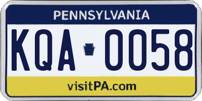 PA license plate KQA0058