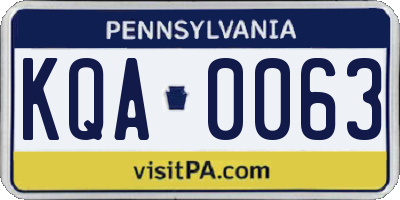 PA license plate KQA0063