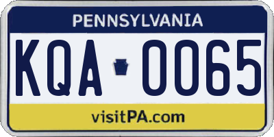 PA license plate KQA0065