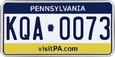 PA license plate KQA0073