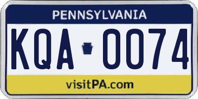 PA license plate KQA0074