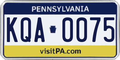 PA license plate KQA0075