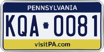 PA license plate KQA0081