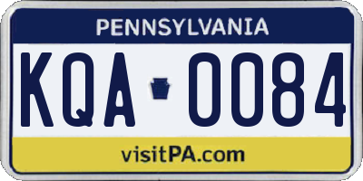 PA license plate KQA0084