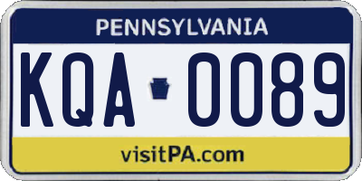 PA license plate KQA0089