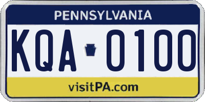 PA license plate KQA0100