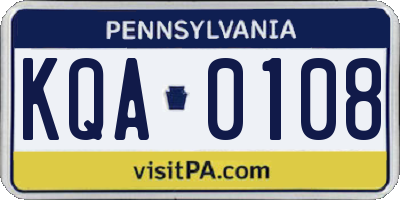 PA license plate KQA0108
