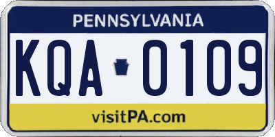 PA license plate KQA0109