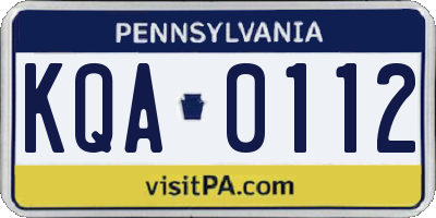 PA license plate KQA0112
