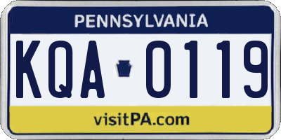 PA license plate KQA0119