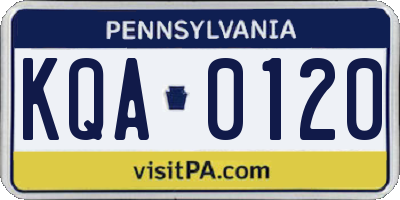PA license plate KQA0120