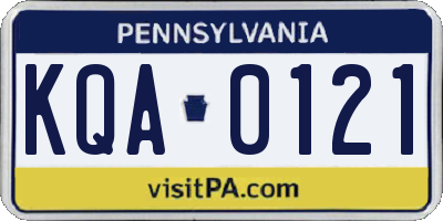 PA license plate KQA0121