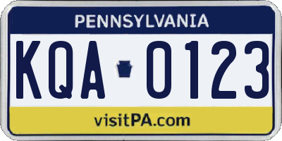 PA license plate KQA0123