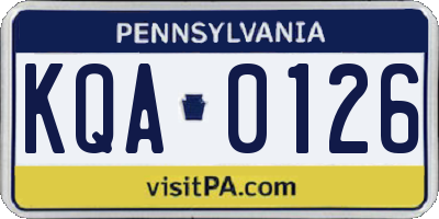 PA license plate KQA0126