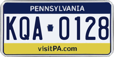 PA license plate KQA0128