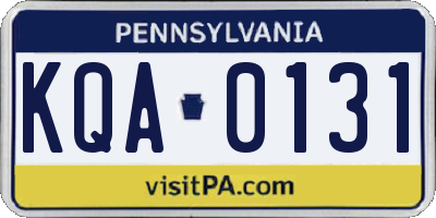 PA license plate KQA0131