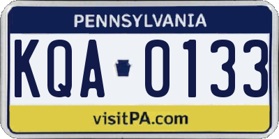 PA license plate KQA0133