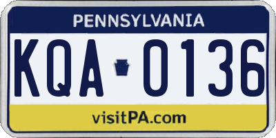 PA license plate KQA0136