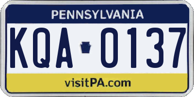 PA license plate KQA0137