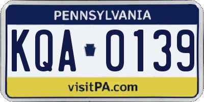 PA license plate KQA0139