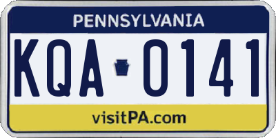 PA license plate KQA0141