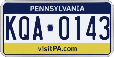 PA license plate KQA0143