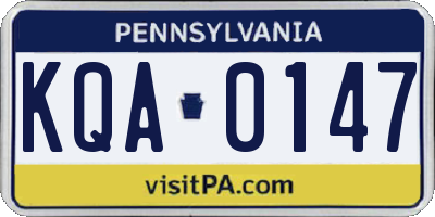 PA license plate KQA0147