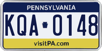 PA license plate KQA0148
