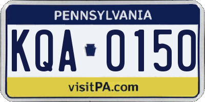 PA license plate KQA0150