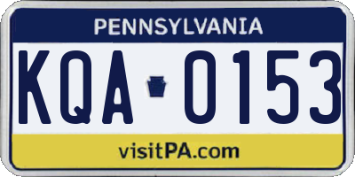 PA license plate KQA0153