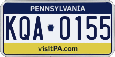 PA license plate KQA0155