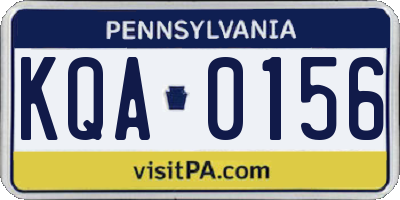 PA license plate KQA0156