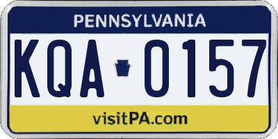 PA license plate KQA0157