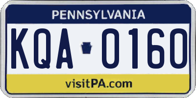 PA license plate KQA0160