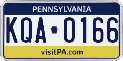 PA license plate KQA0166
