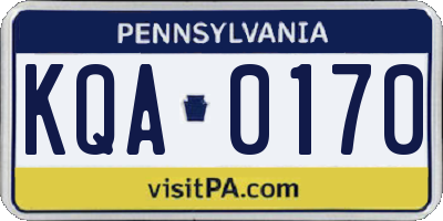 PA license plate KQA0170