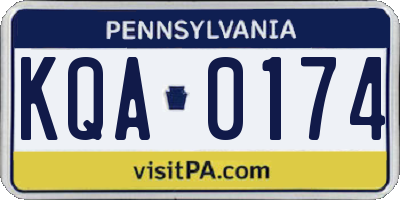 PA license plate KQA0174